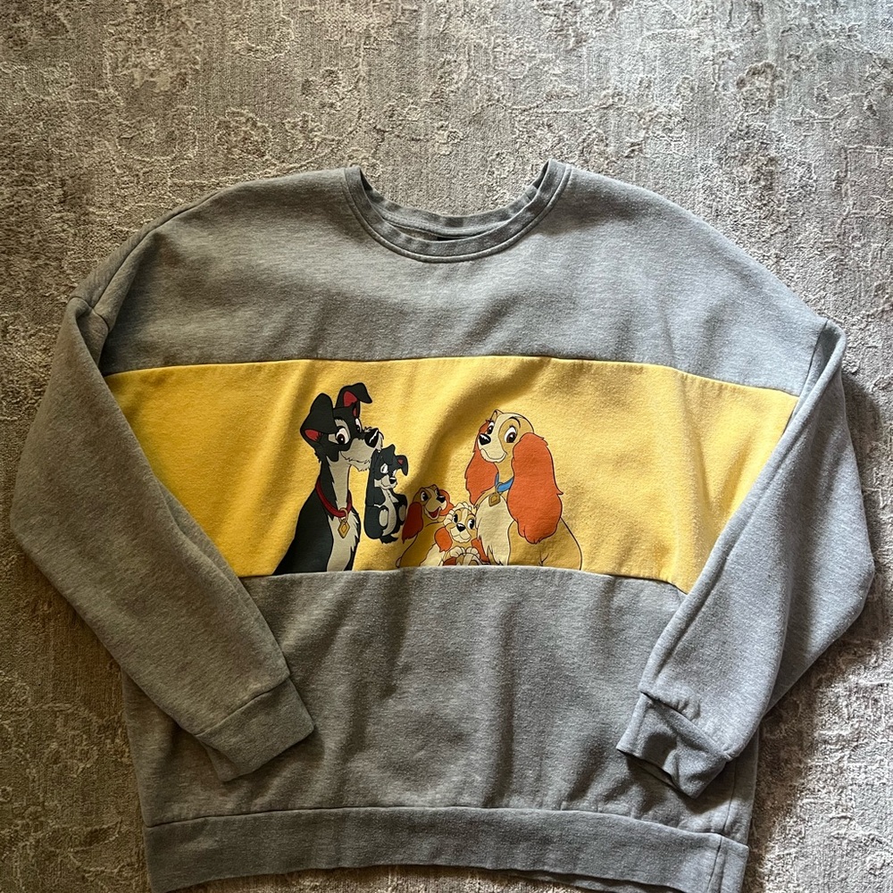 Disney Gray and Yellow Lady and the Tramp Sweater